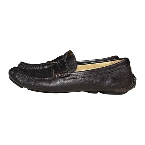 Coach Signature Leather Mens Neal Pebbled Driver Shoes Loafers Brown Size 8 M